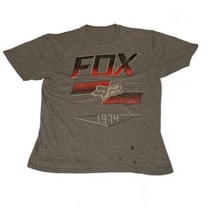 Fox Racing Men's Charcoal and Red Graphic Tee